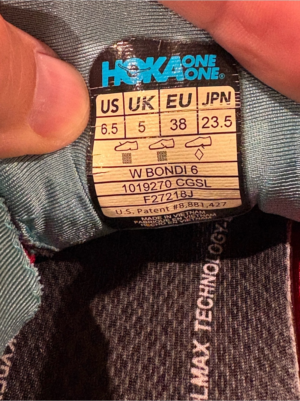 Hoka One One Bondi 6 Shoes Womens Size 6.5 Teal Green Pink White Fast Shipping - Picture 7 of 9